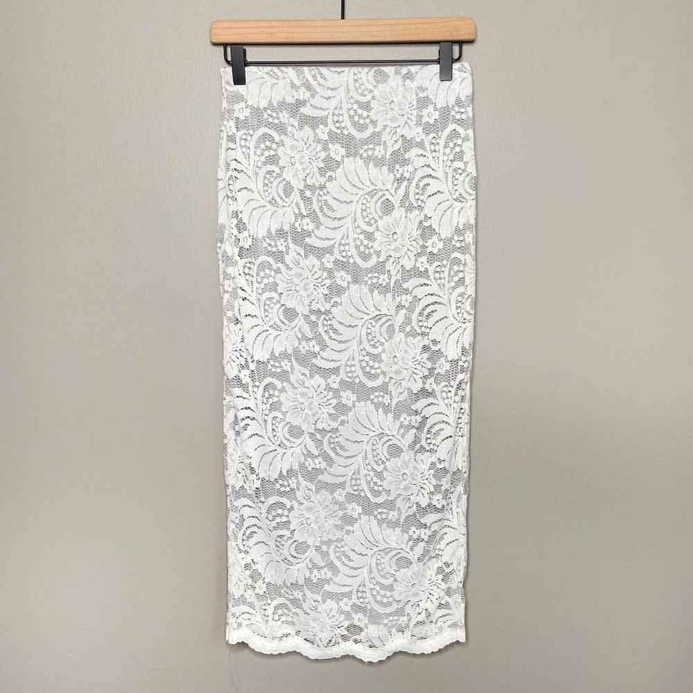 NWT English Factory Lace Midi Skirt White Gray S - Picture 1 of 8